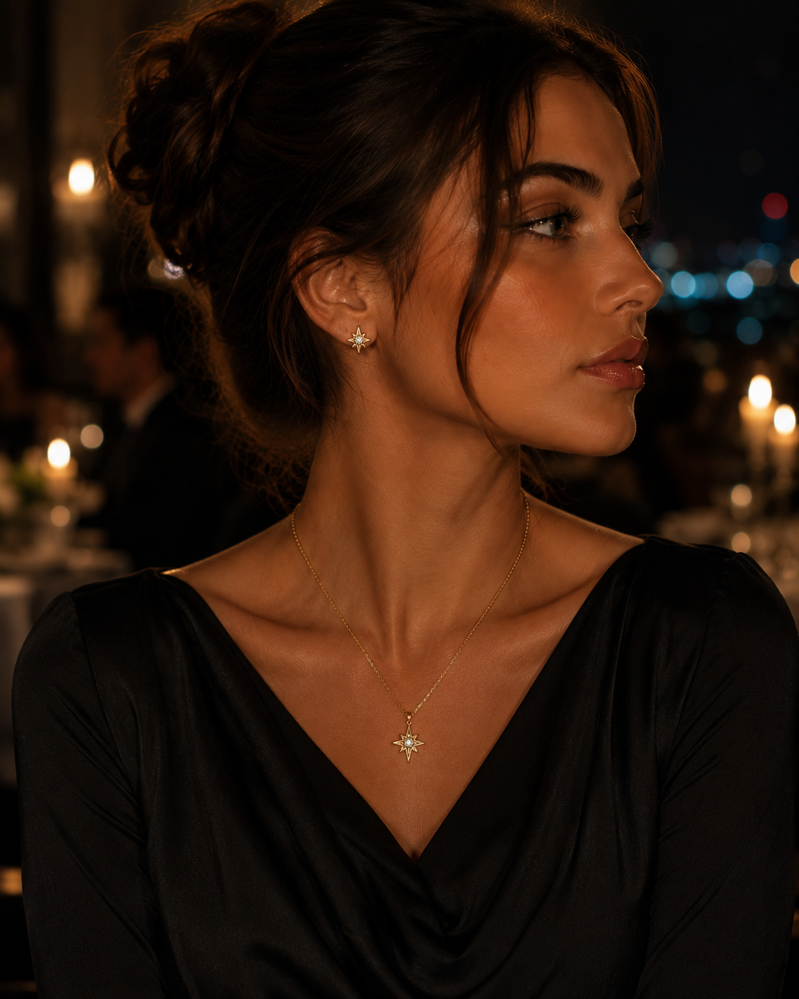 Blue Topaz Gold Vermeil Star Necklace