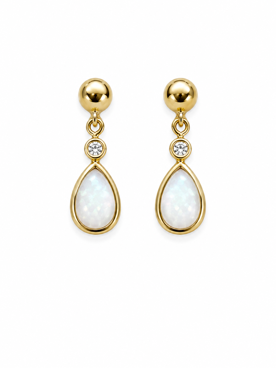 White Opal 9ct Gold Earrings