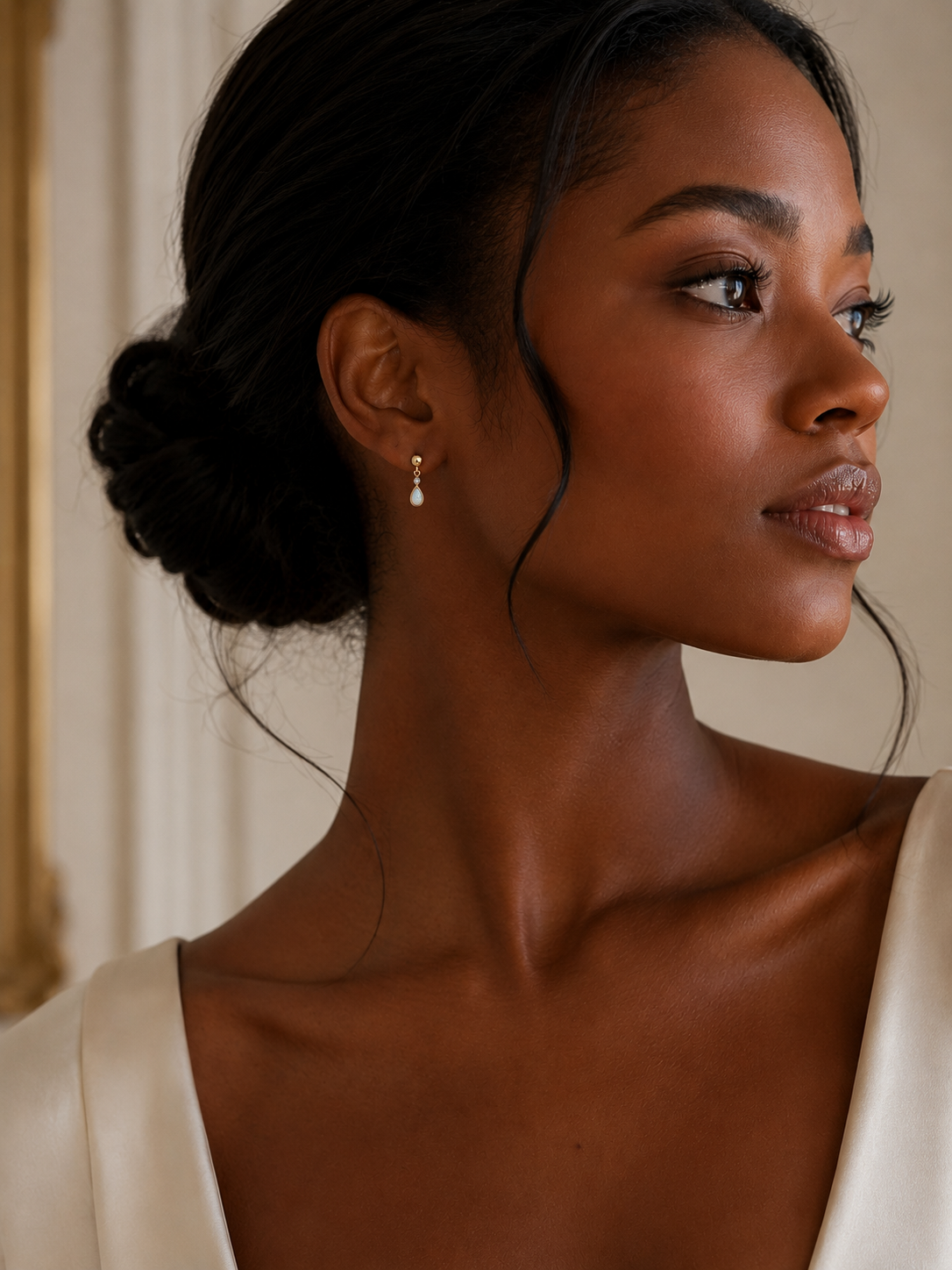 White Opal 9ct Gold Earrings