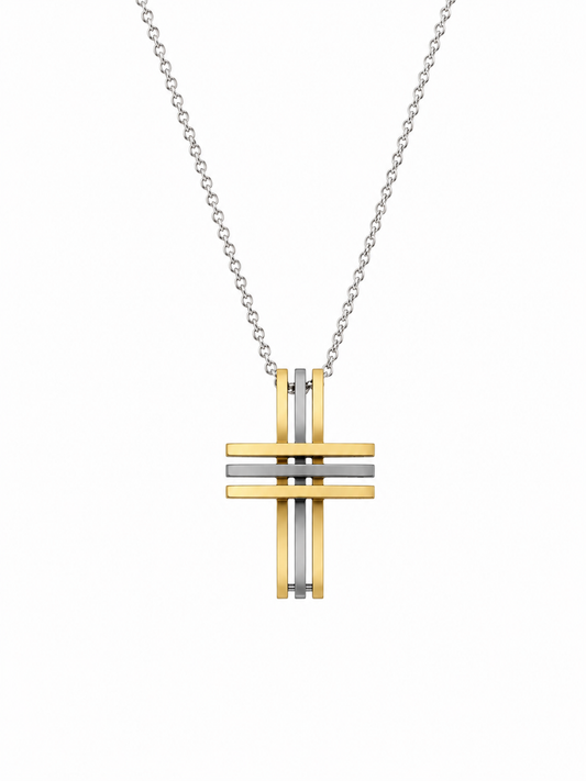 UNIQUE &CO. Stainless Steel Contemporary Cross Necklace
