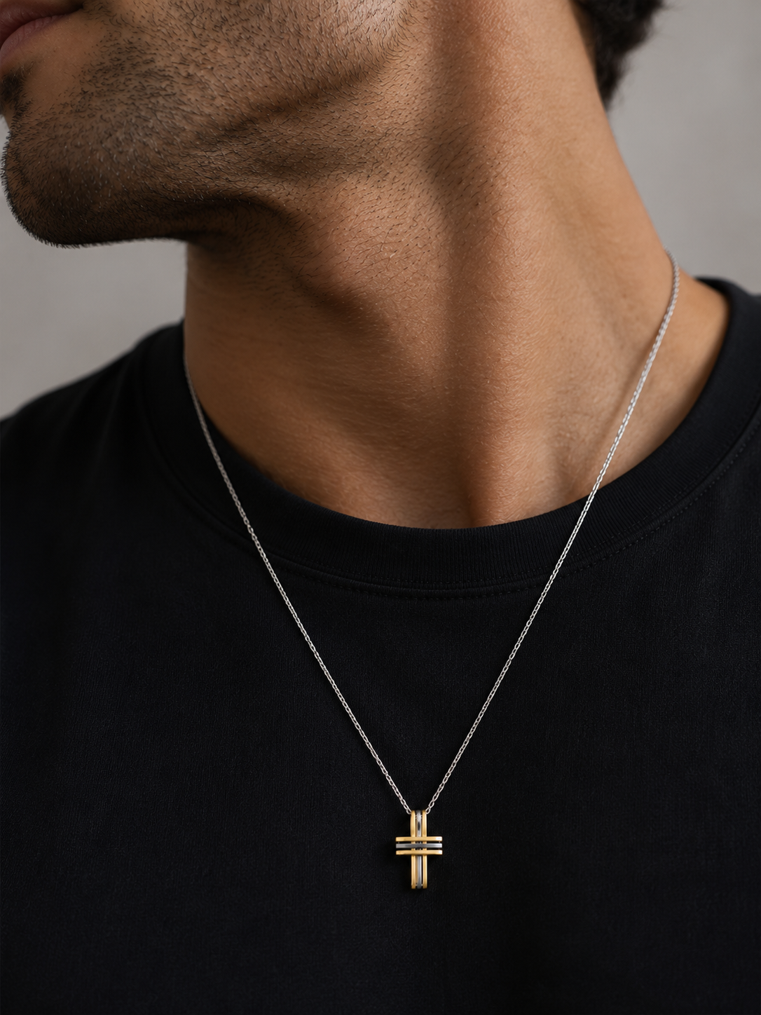 UNIQUE &CO. Stainless Steel Contemporary Cross Necklace