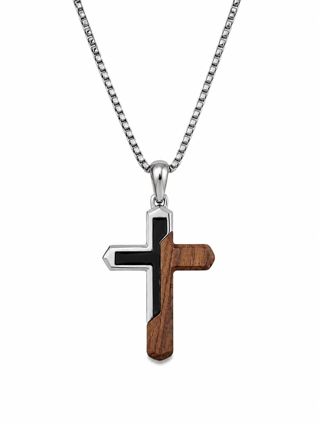 UNIQUE &CO.  Warm Wood Cross Pendant Necklace