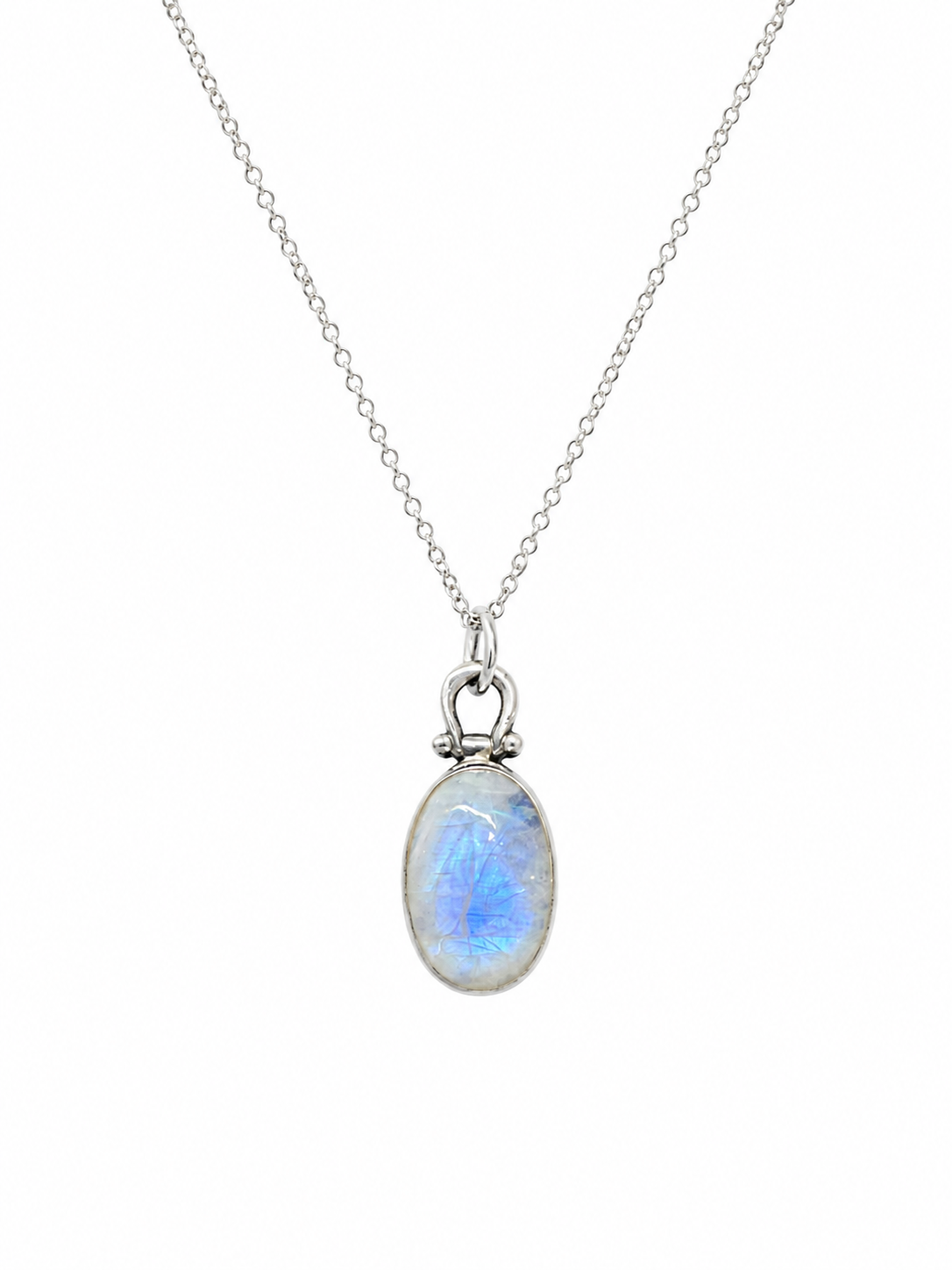 Oval Moonstone Cabochon Sterling Silver Pendant