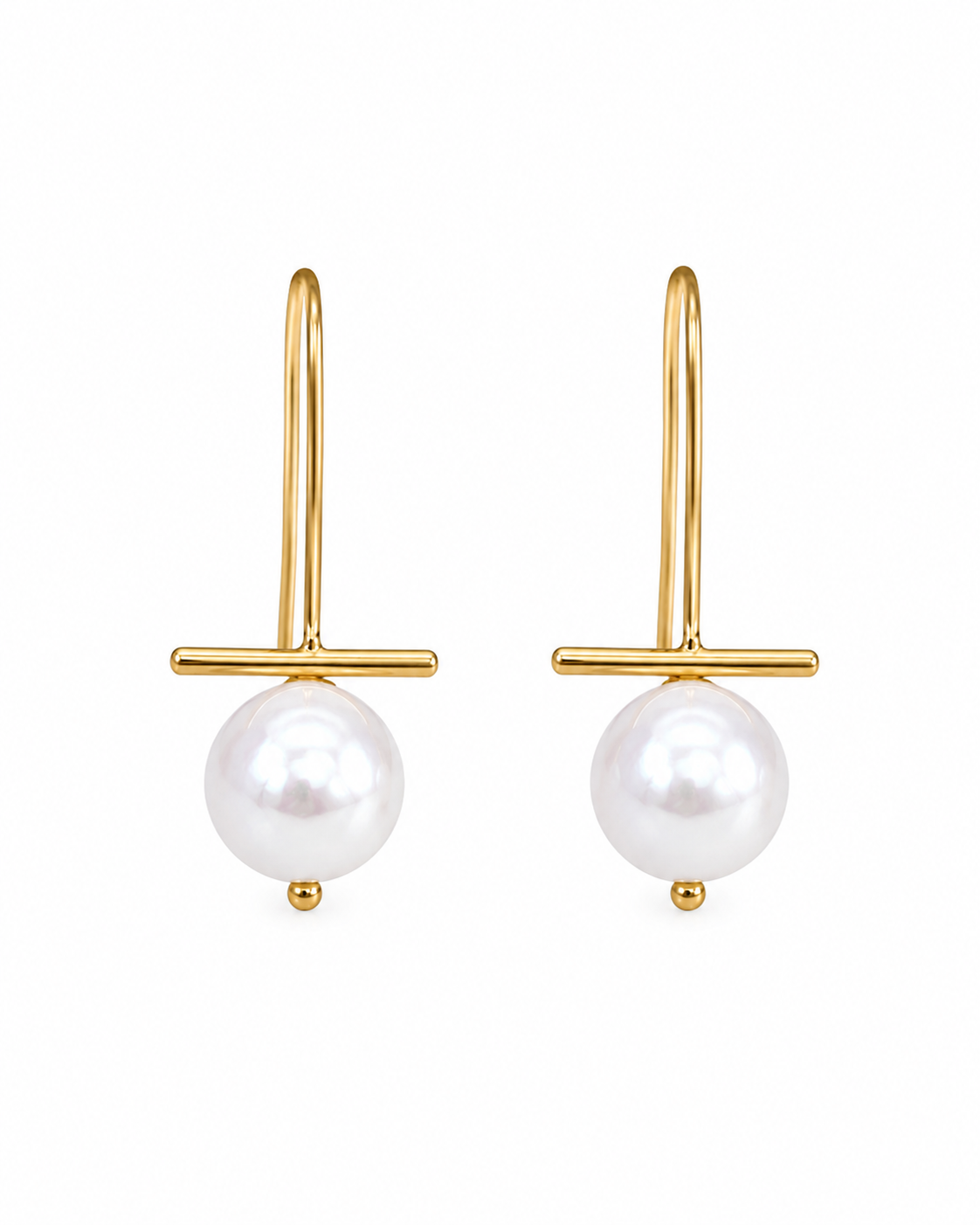 Contemporary Freshwater Pearl Drop Earrings