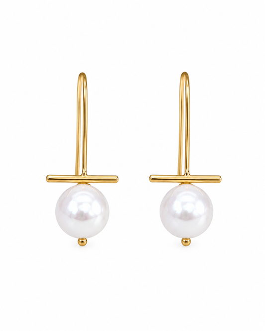 Contemporary Freshwater Pearl Drop Earrings