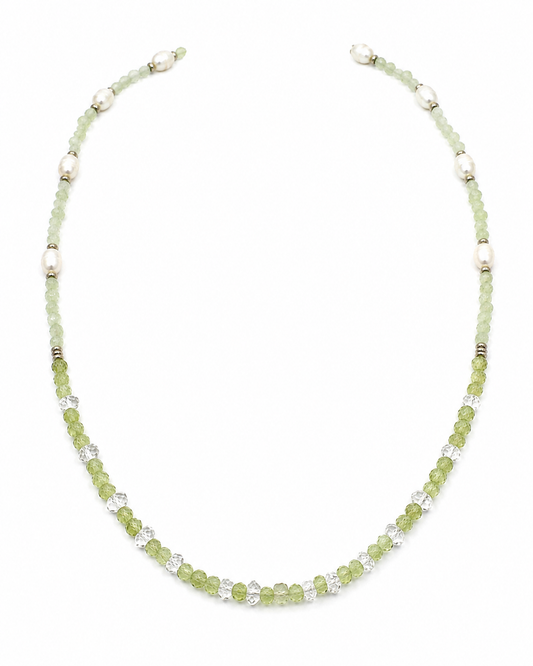 Peridot, Aquamarine & Freshwater Pearl Necklace