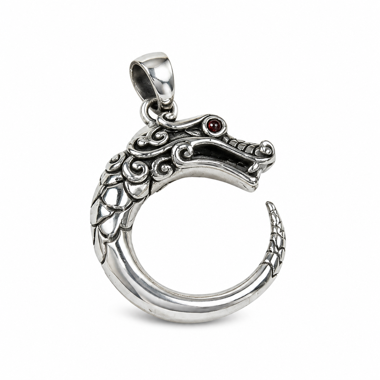 Garnet Eye Dragon Pendant