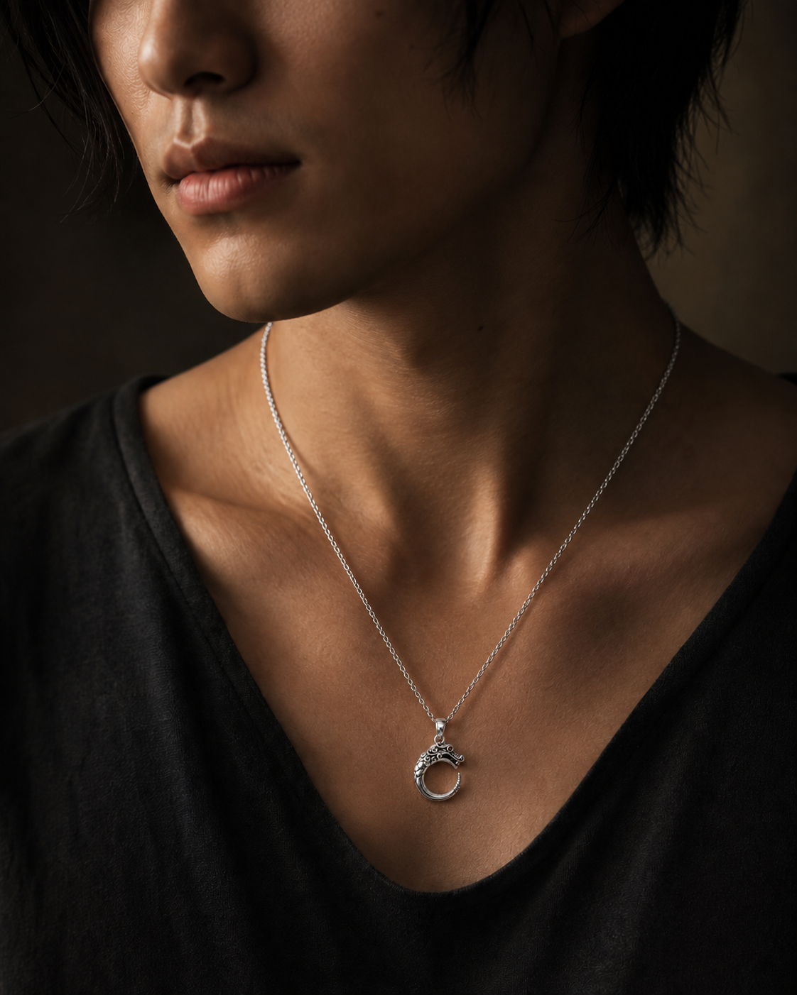 Garnet Eye Dragon Pendant