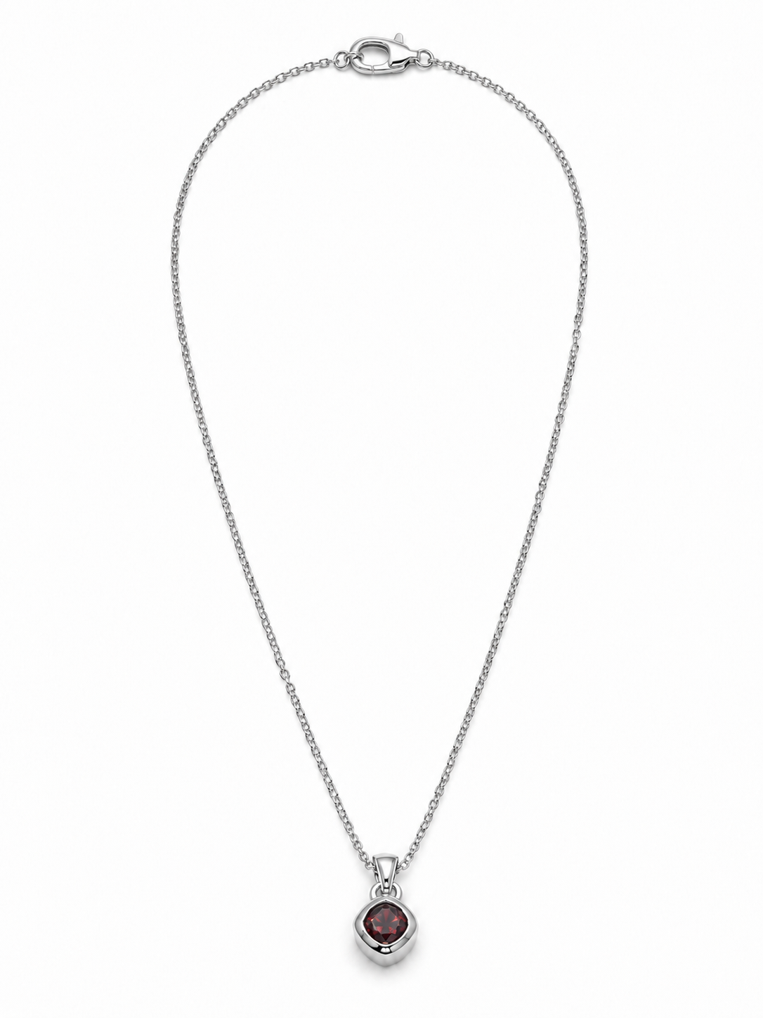 Garnet Rhombus Pendant Necklace