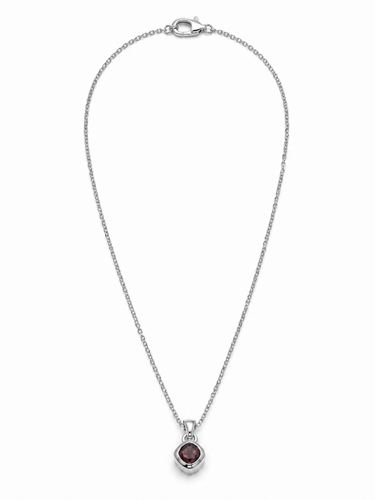 Garnet Rhombus Pendant Necklace