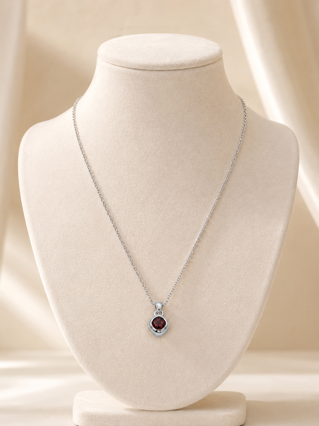 Garnet Rhombus Pendant Necklace