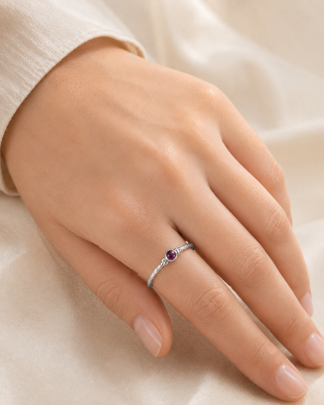 Dainty Garnet Ring
