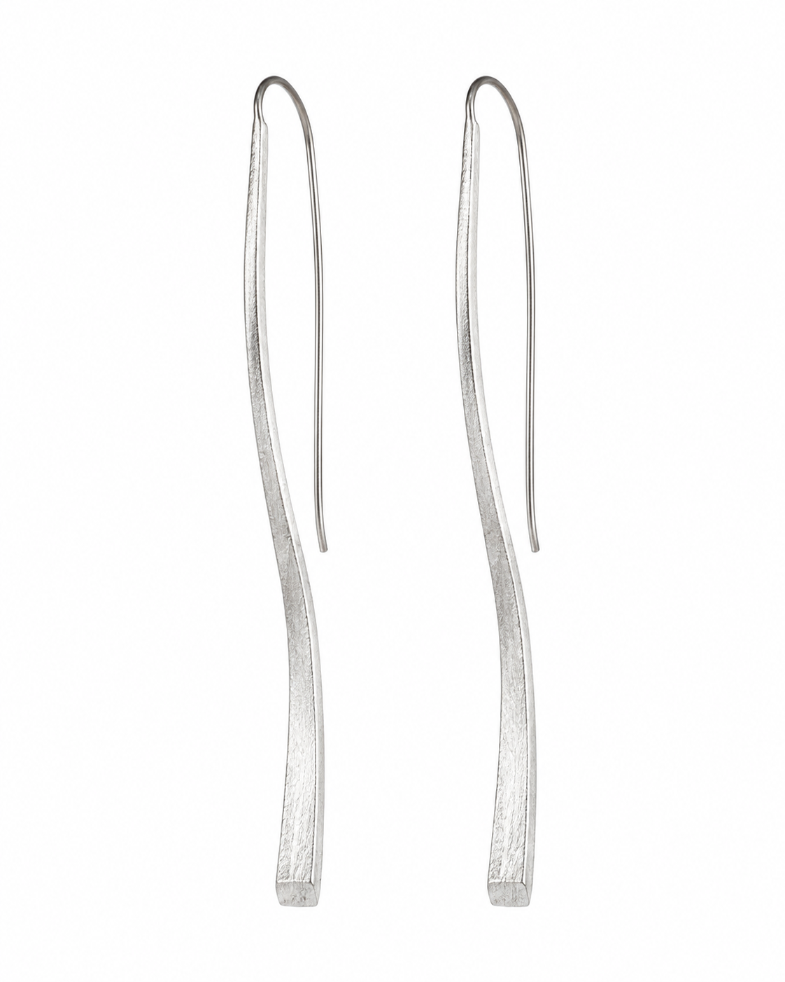 Silver Curved Drop Earrings