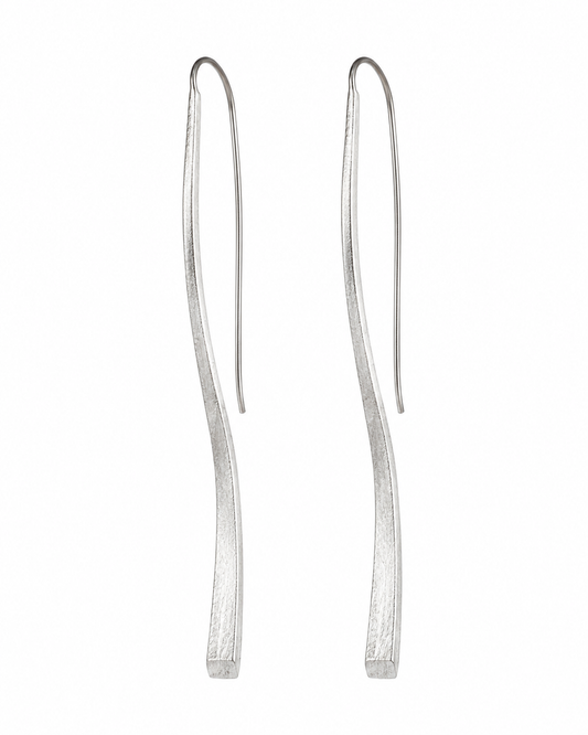 Silver Curved Drop Earrings