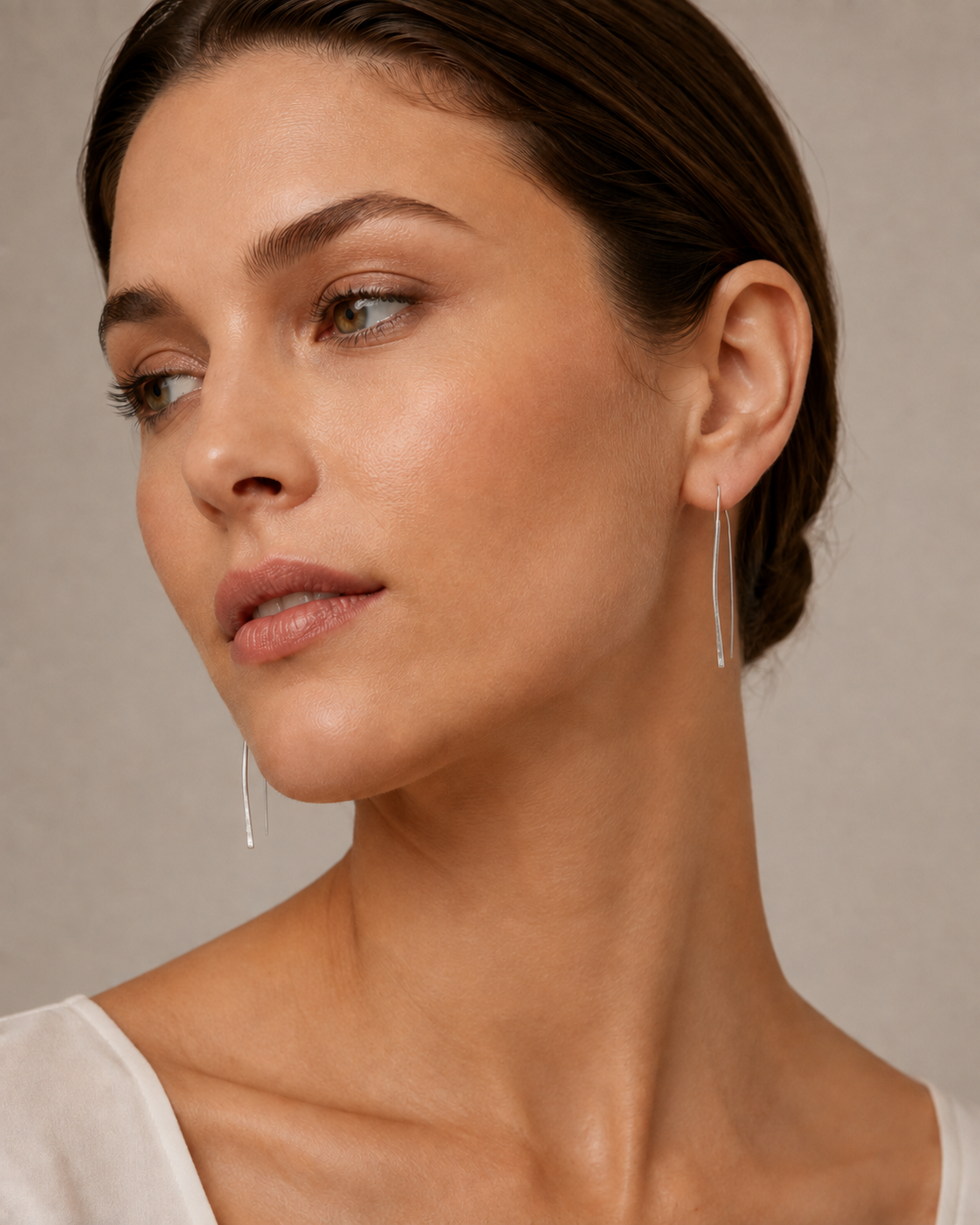 Silver Curved Drop Earrings