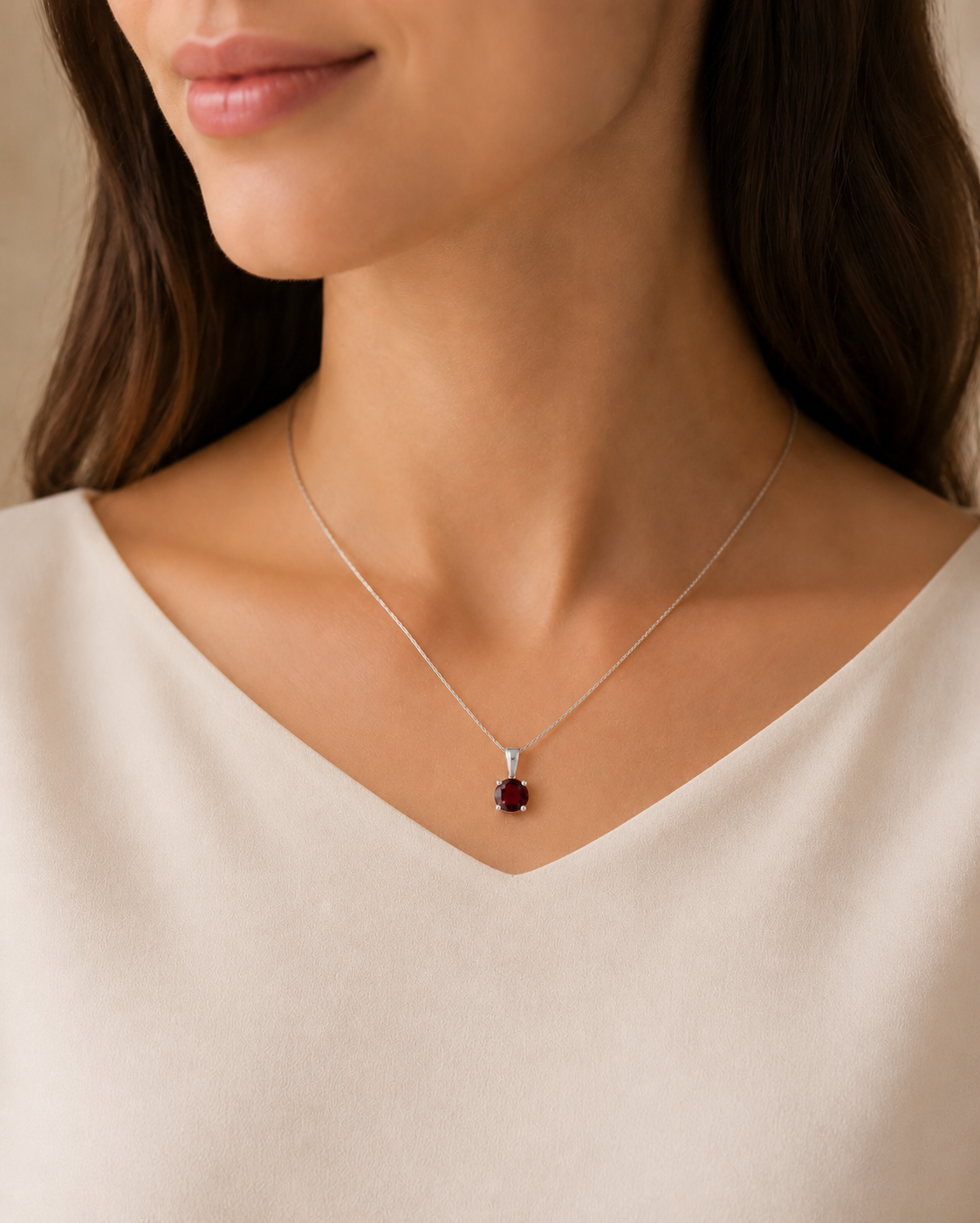 Round Garnet Pendant