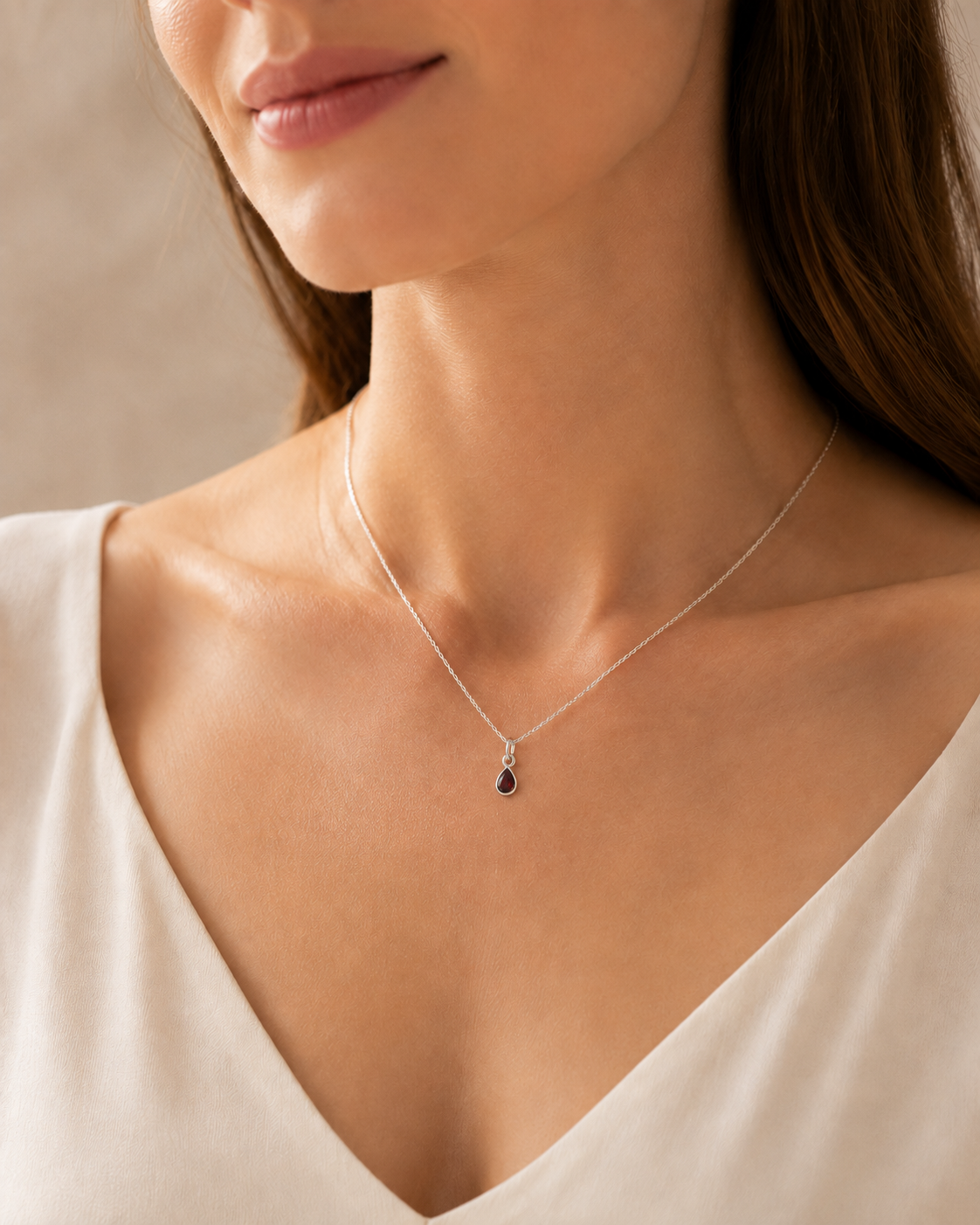 Mini Garnet Teardrop Pendant