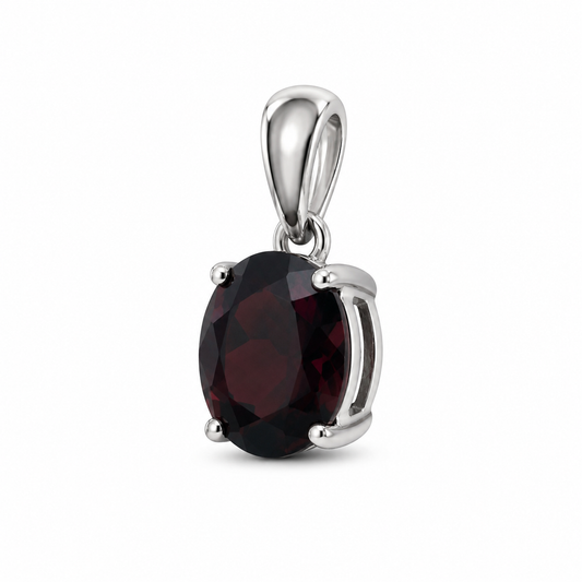 Chunky Oval Garnet Pendant