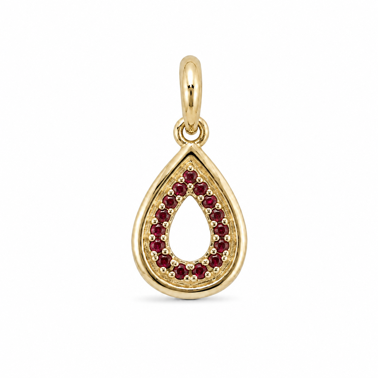 Gold Garnet Teardrop Pendant