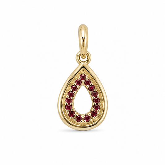 Gold Garnet Teardrop Pendant