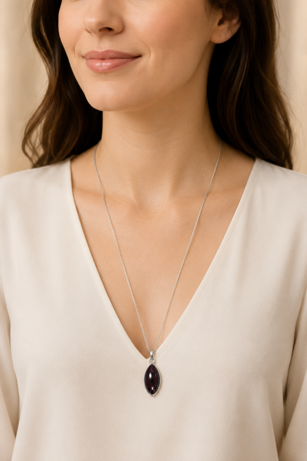 Deep Red Garnet Marquise Necklace