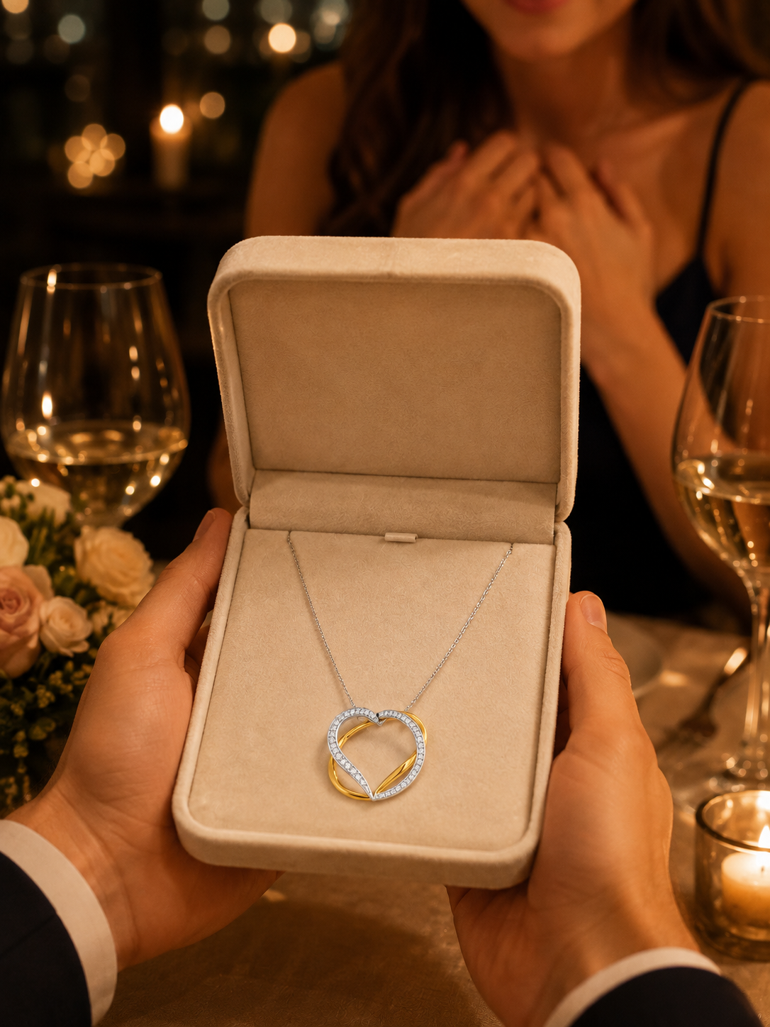 3D Gold Vermeil Heart Pendant Necklace