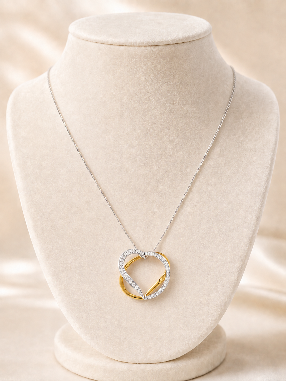 3D Gold Vermeil Heart Pendant Necklace