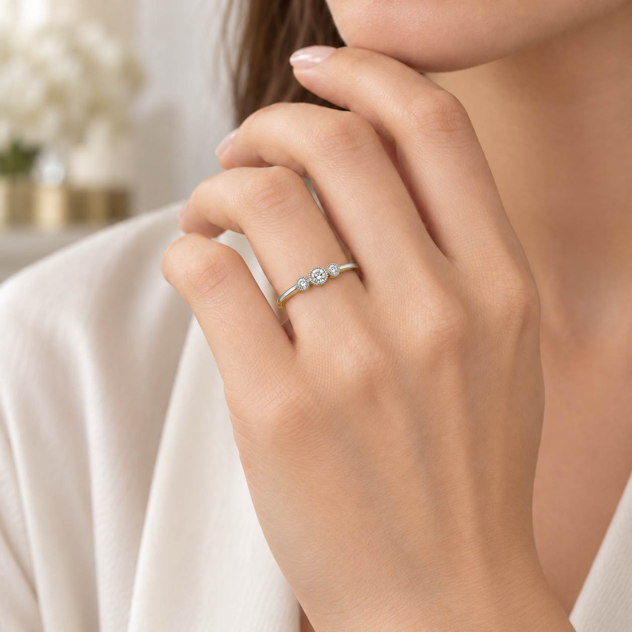 18ct Trio Diamond Pre-Loved Ring