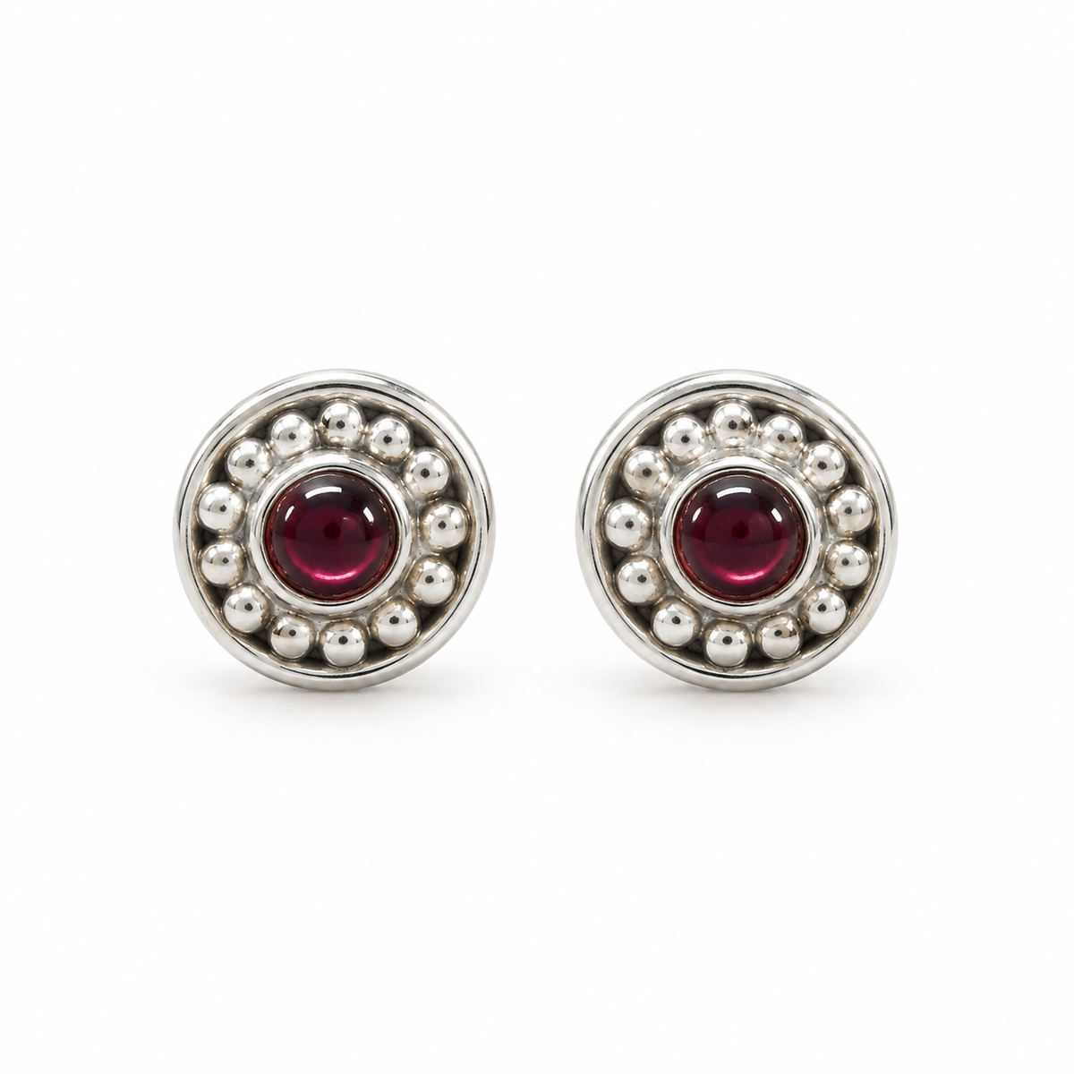 Garnet Sterling Silver Studs
