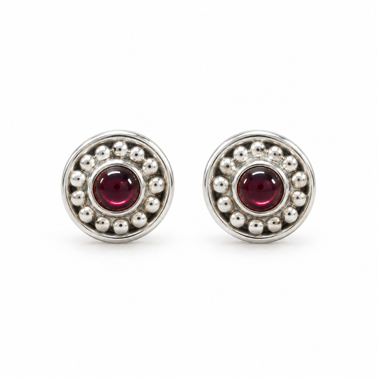 Garnet Sterling Silver Studs