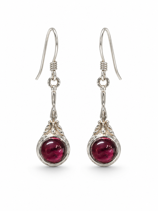 Garnet Detailed Drop Earrings