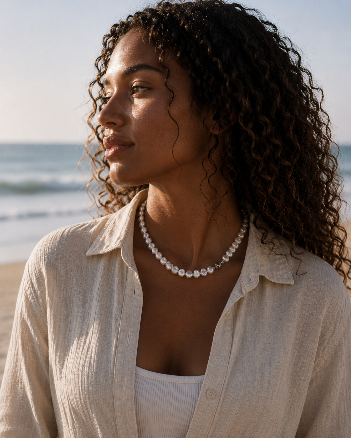 White Chunky Freshwater Pearl Necklace