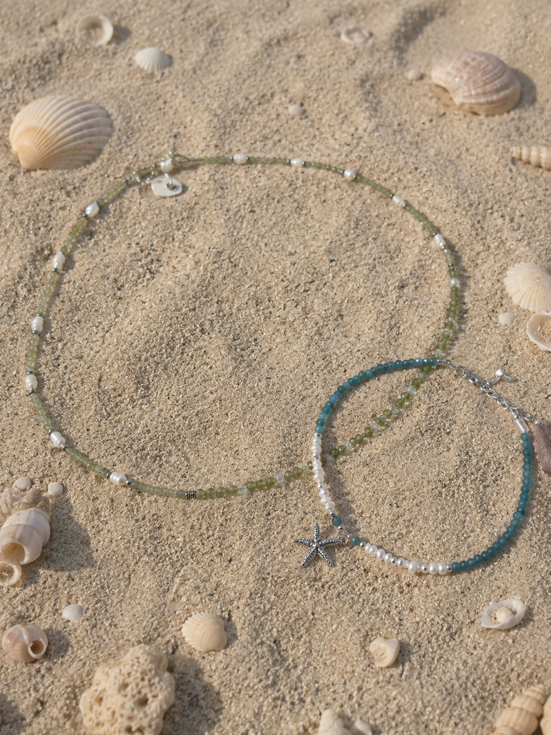 Peridot, Aquamarine & Freshwater Pearl Necklace