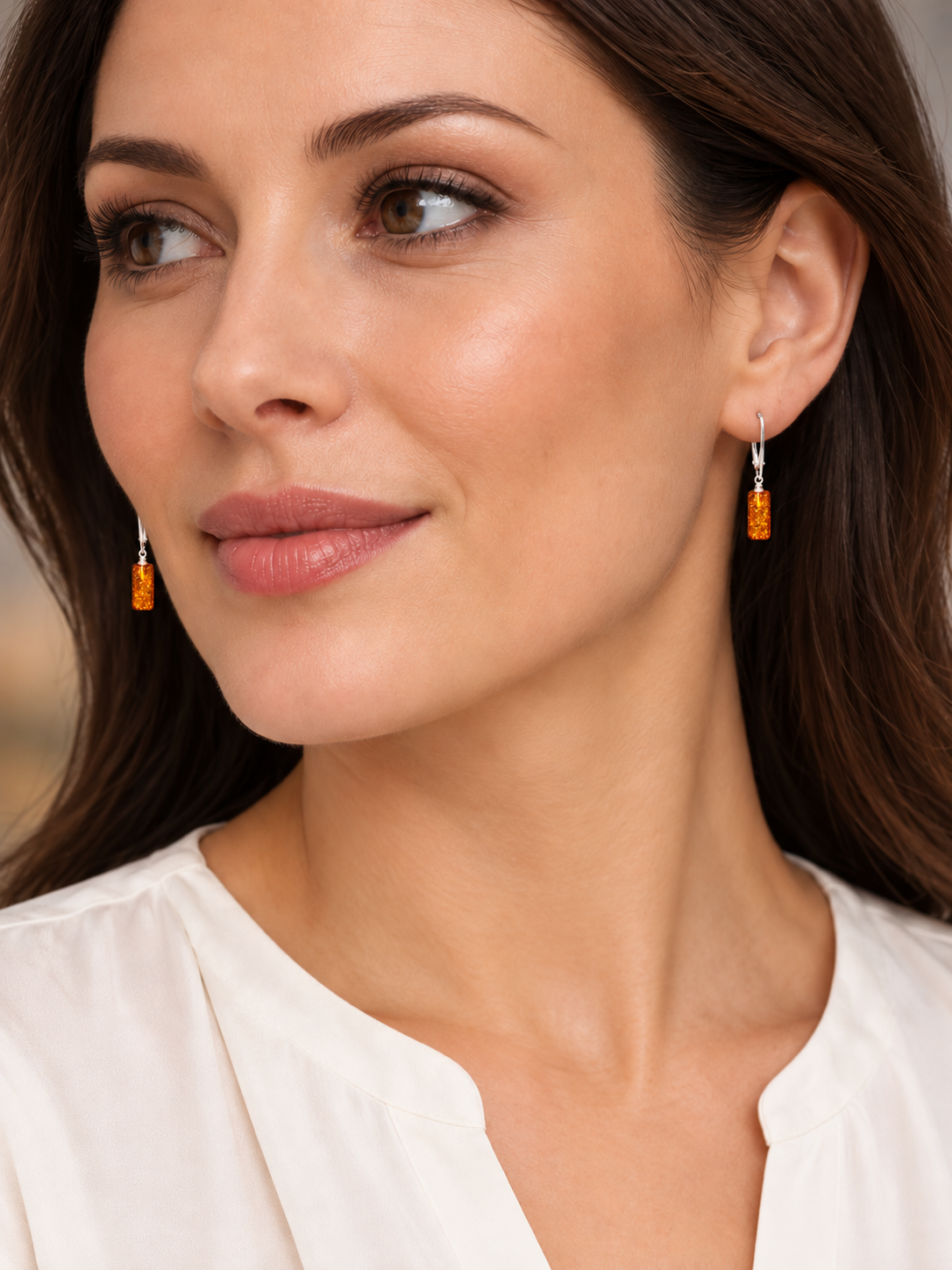 Amber Rectangle Drop Earrings