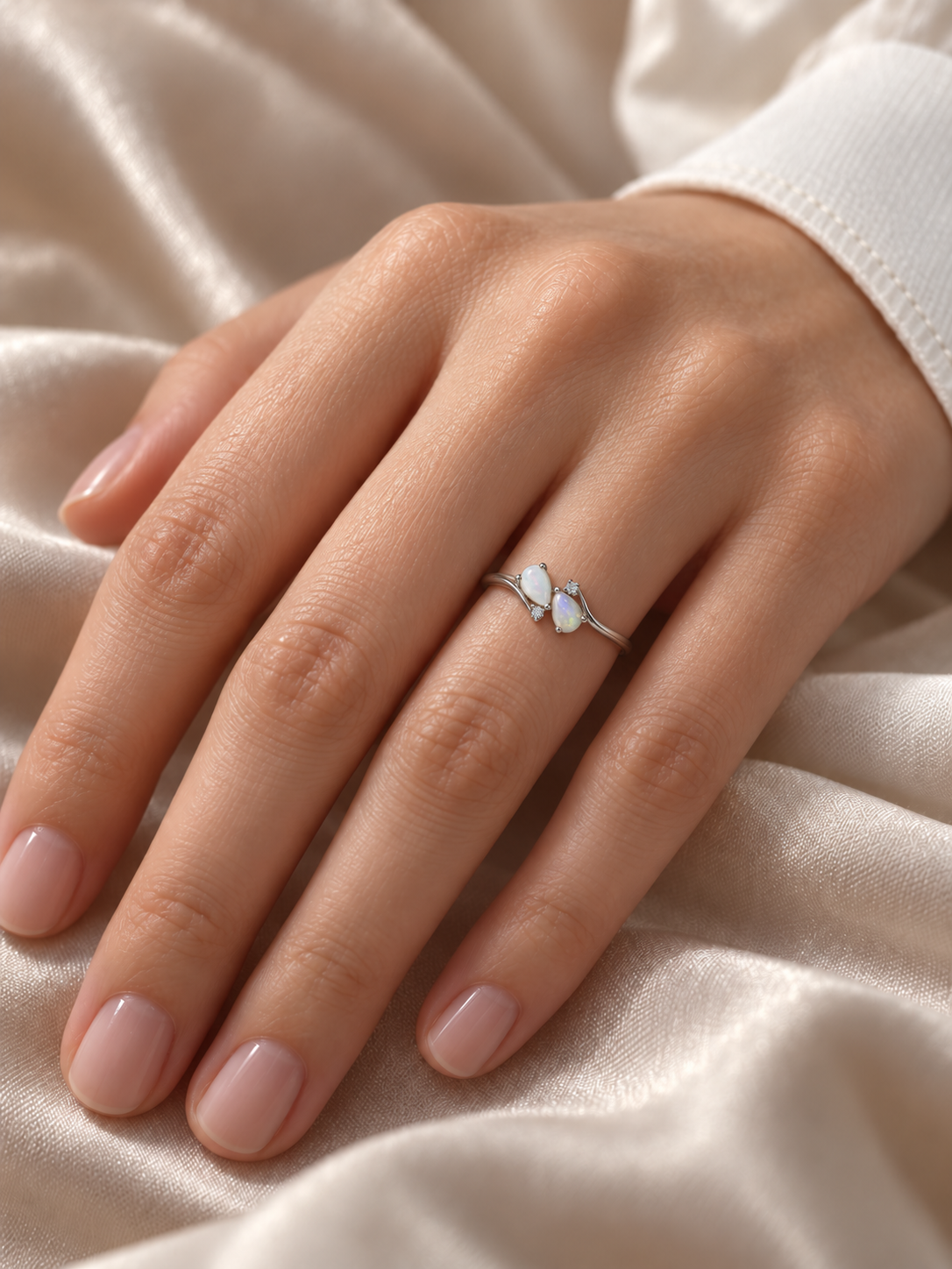Milky Opal Diamond Ring