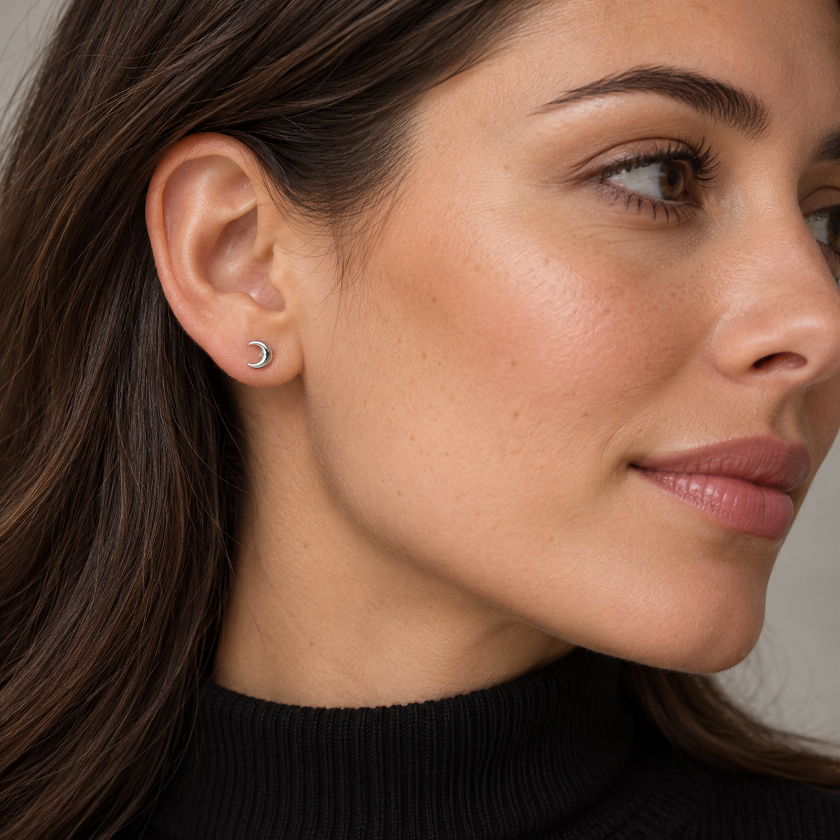 Sterling Silver Moon Studs