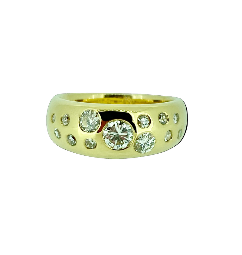 'Starlight' chunky gold scattered diamond ring