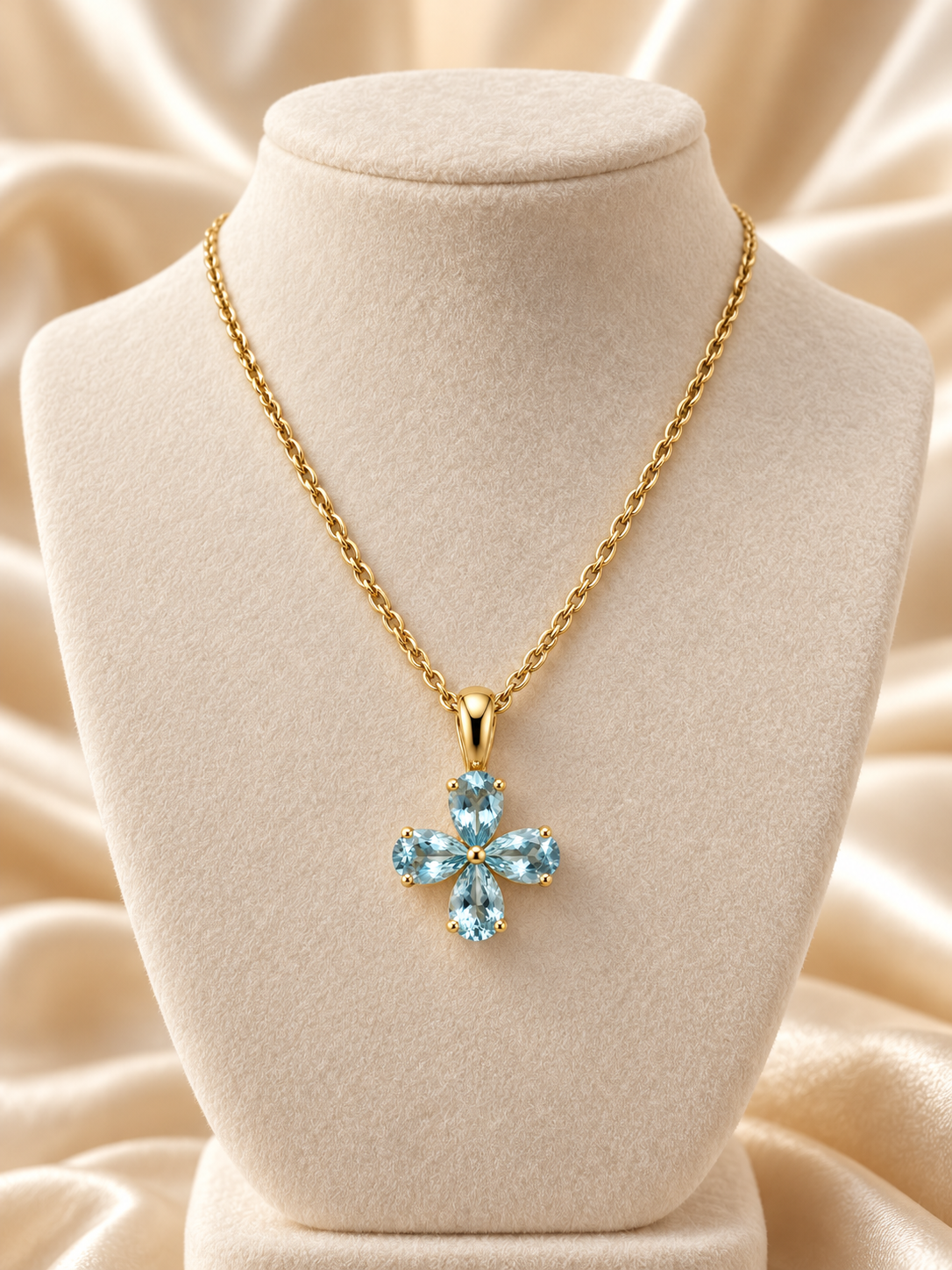 Blue Topaz Clover Necklace