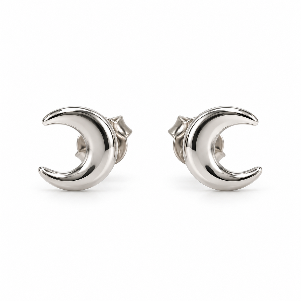 Sterling Silver Moon Studs