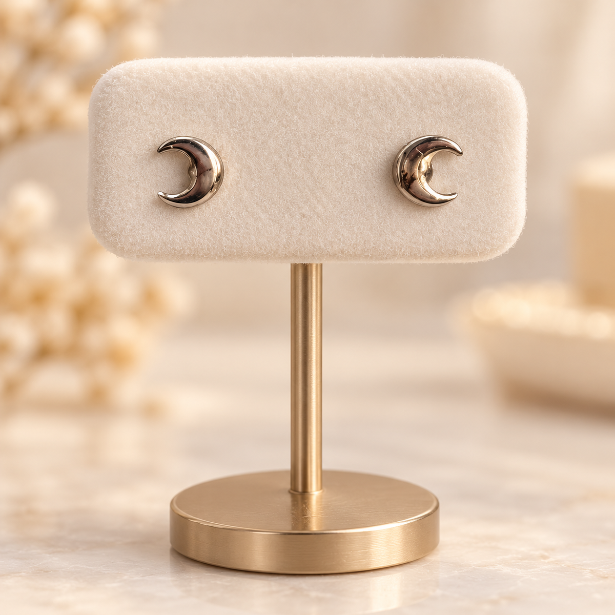 Sterling Silver Moon Studs