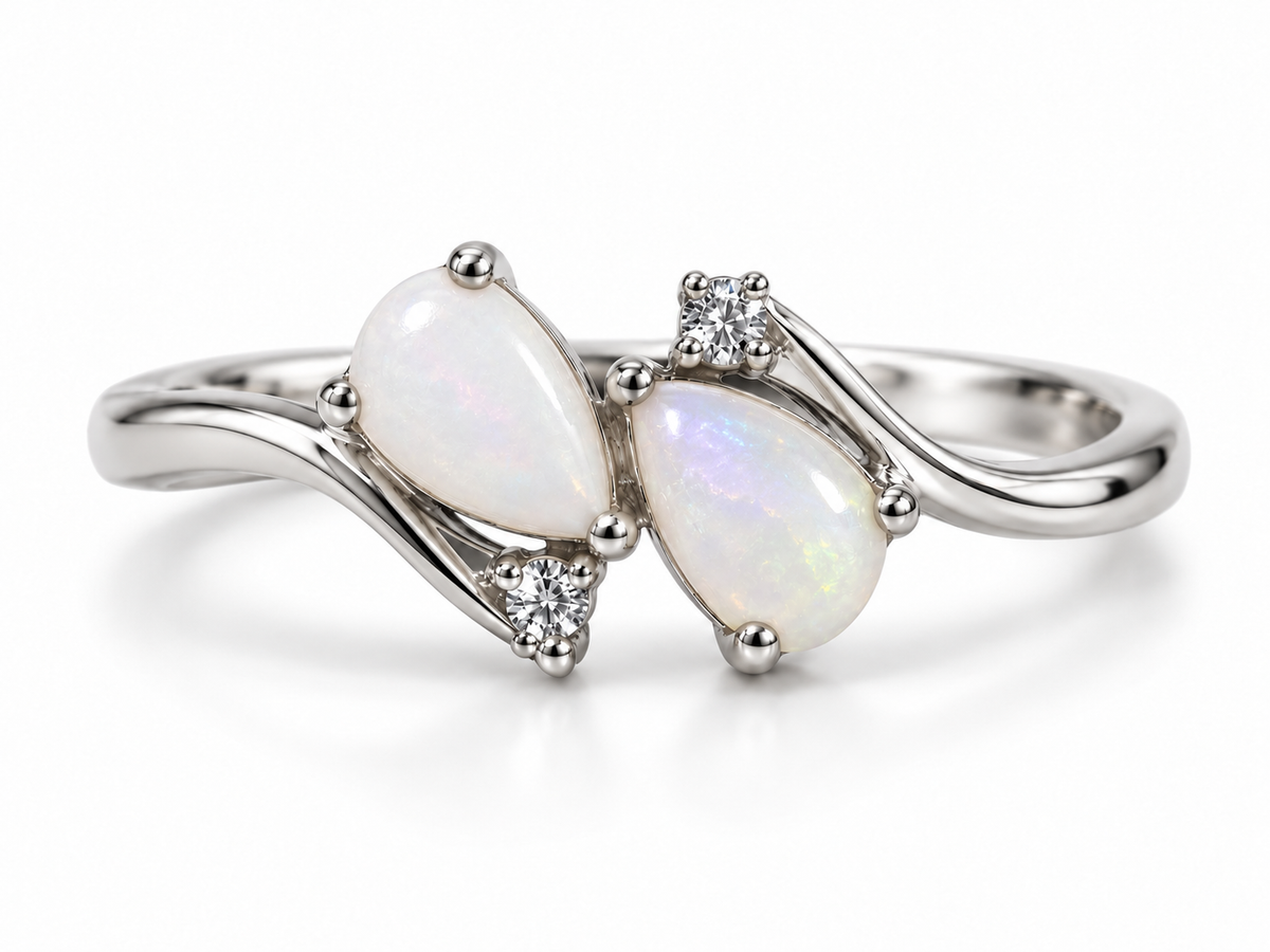 Milky Opal Diamond Ring