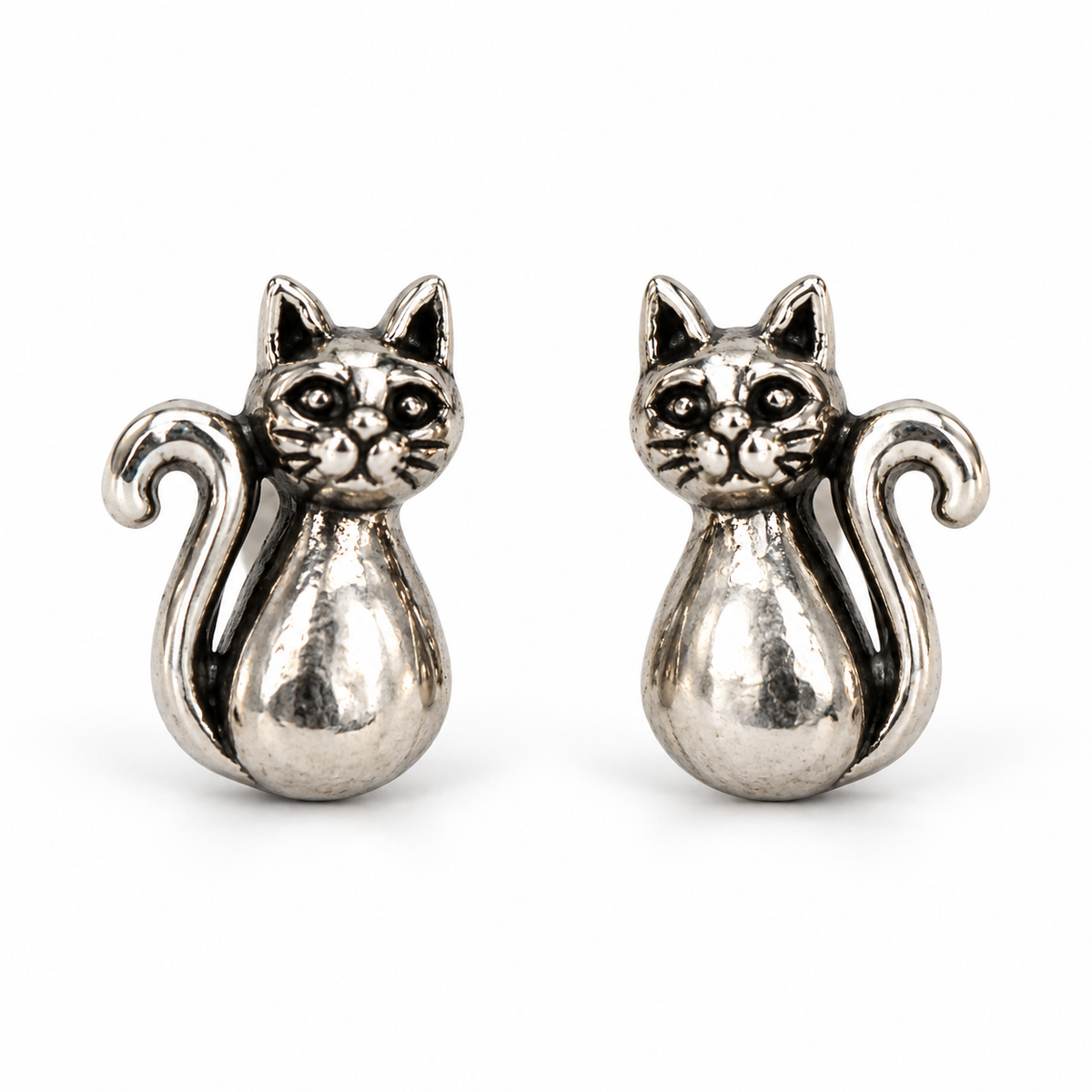 Sterling Silver Cat Studs