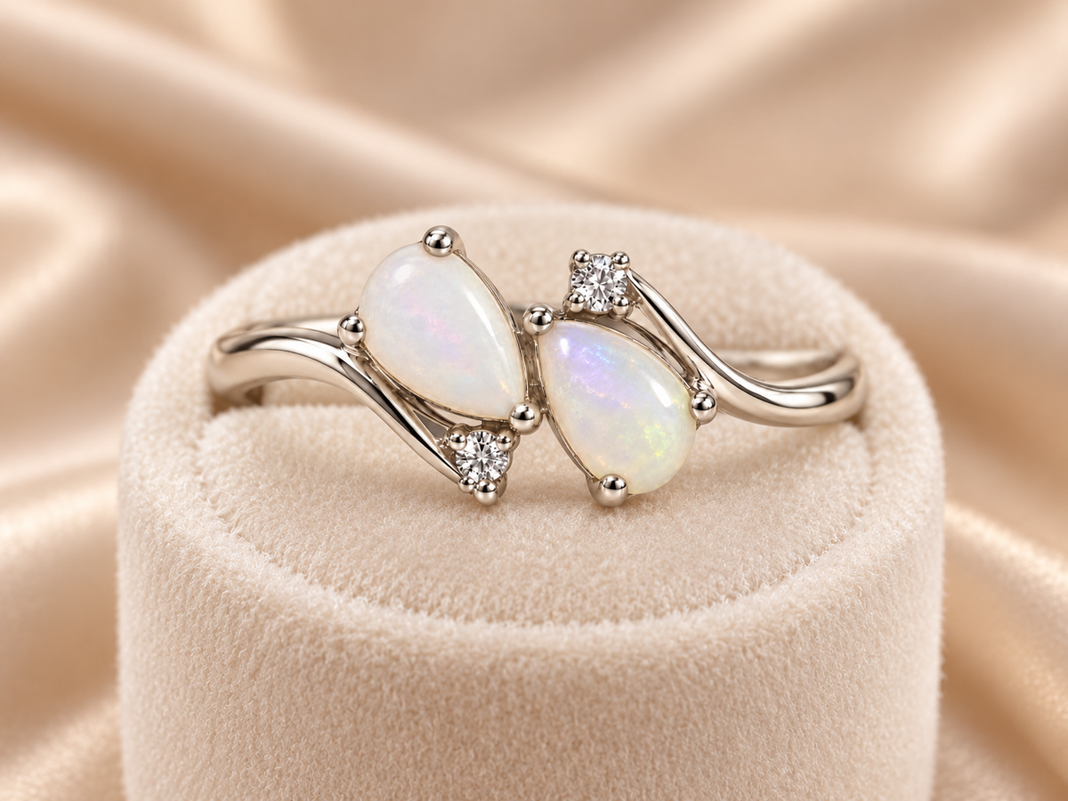 Milky Opal Diamond Ring